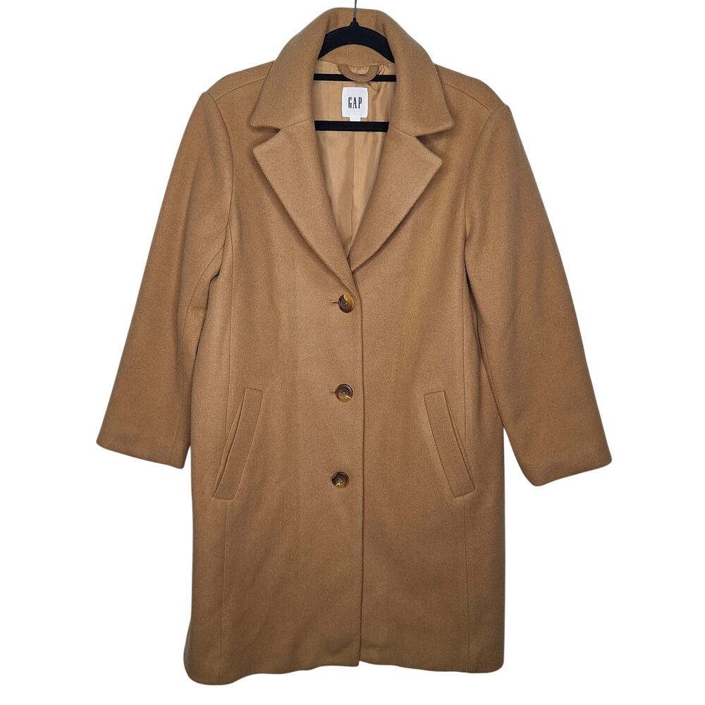 Gap Long Top Coat Women's XS Classic Camel Minimalist Classic Overcoat Car Coat